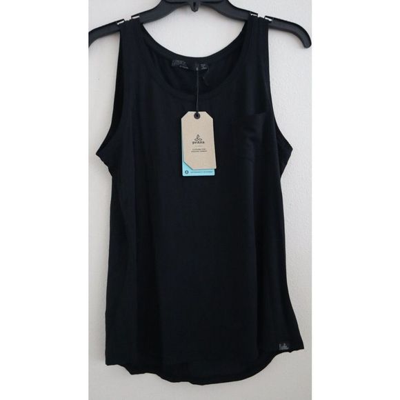 PrAna W11170143 Women's Sz S Black Foundation Scoop Neck Tank Top - Picture 1 of 7
